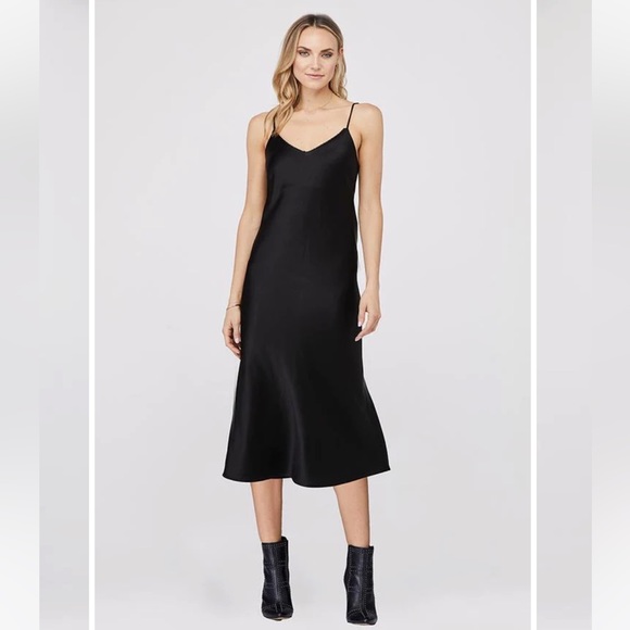 David Lerner Dresses David Lerner Black Kate Bias Satin Slip Dress
